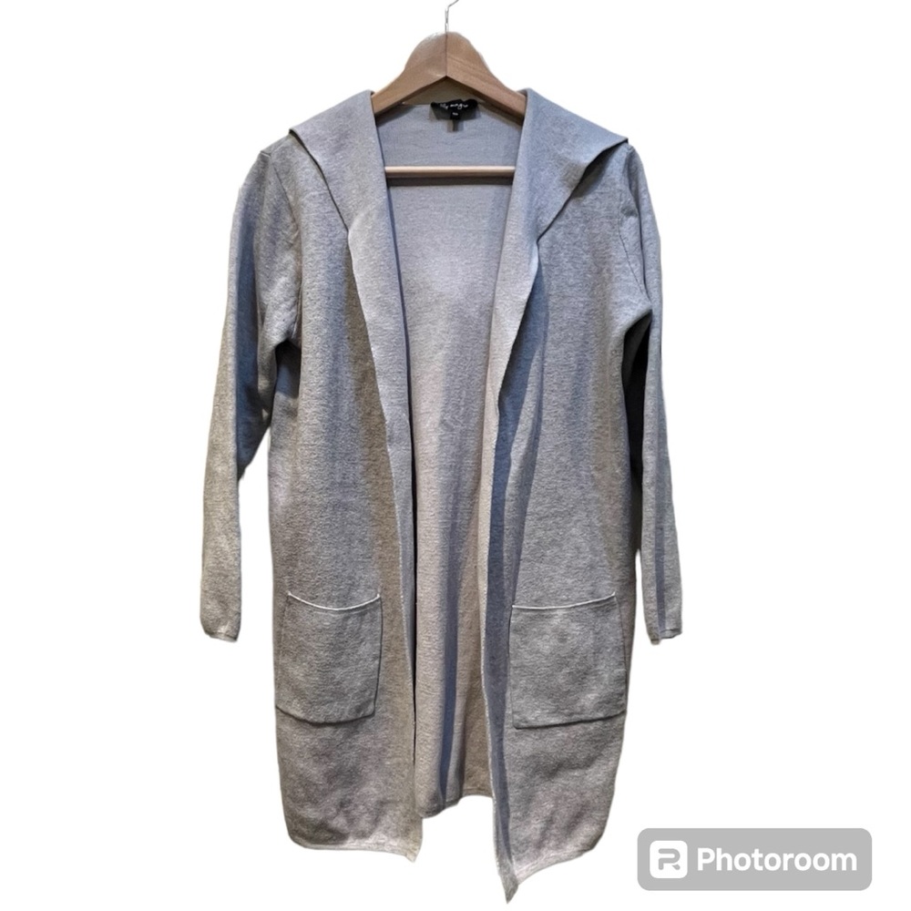 Lily Morgan sz S Long jersey-knit open cardigan